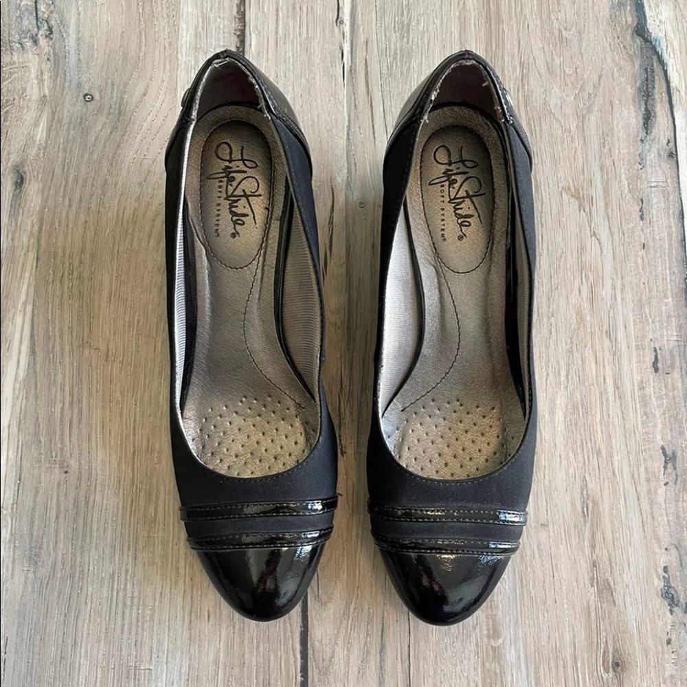 Black Wedge Heels 8.5